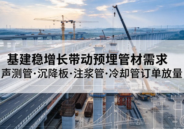 青岛基建稳增长带动预埋监测管材需求，声测管、沉降板、注浆管订单持续放量
